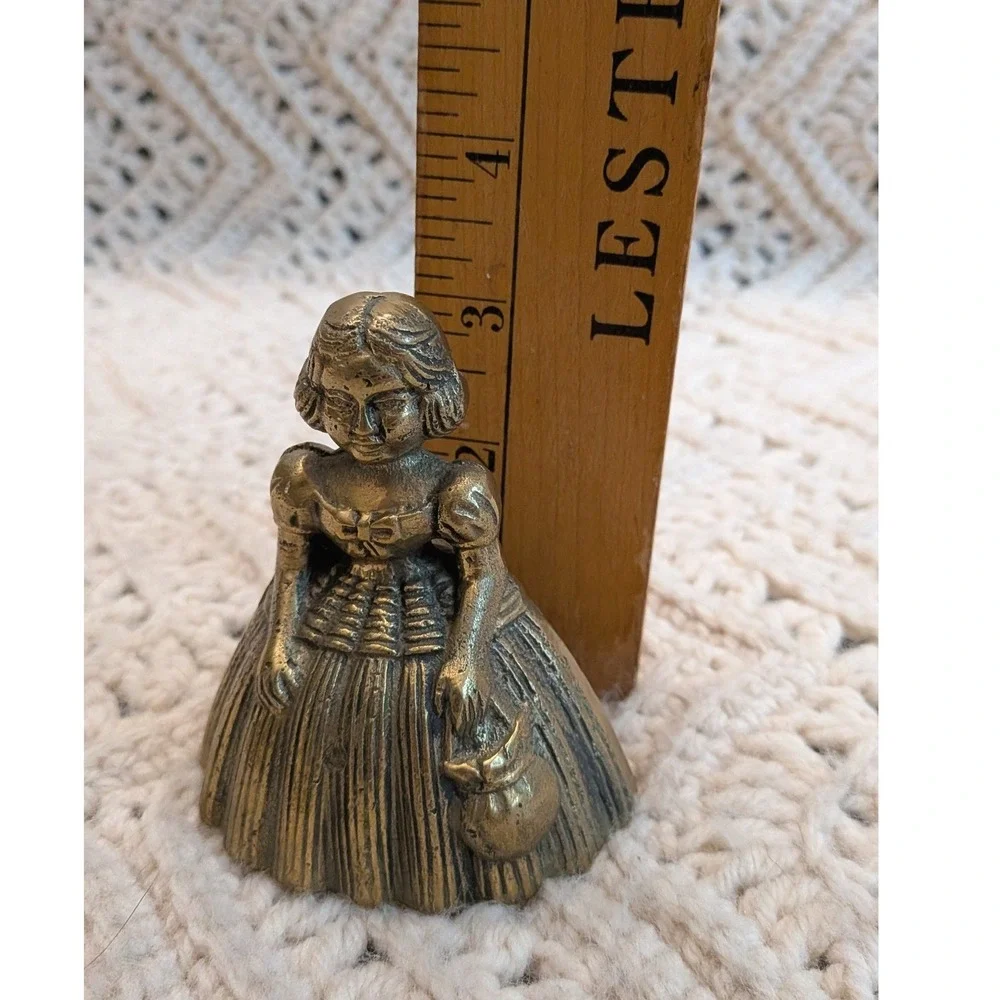 Vintage Brass Lady Bell Victorian Woman Figurine 3x3 Gold Tone Metalware